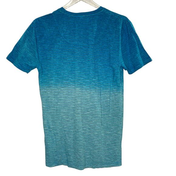 Lords of Harlech S NEW Mens V Neck T Shirt Striped Aqua Short Sleeve Active - Picture 2 of 8